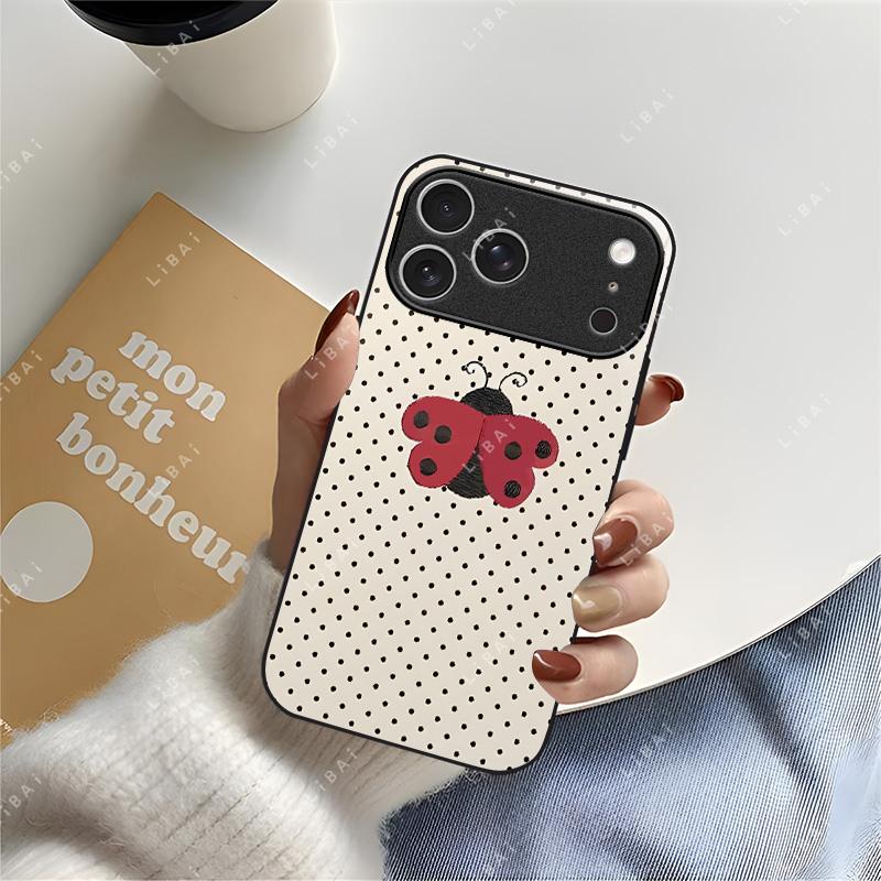 8 Vers Ladybug Polka Dots Tough Phone Case, Cutest Design Case For Her iPhone 11, 12, 13, 14, 15, 16 17 and Samsung S25 S24 S23 S22 S21 creative design phone case-952