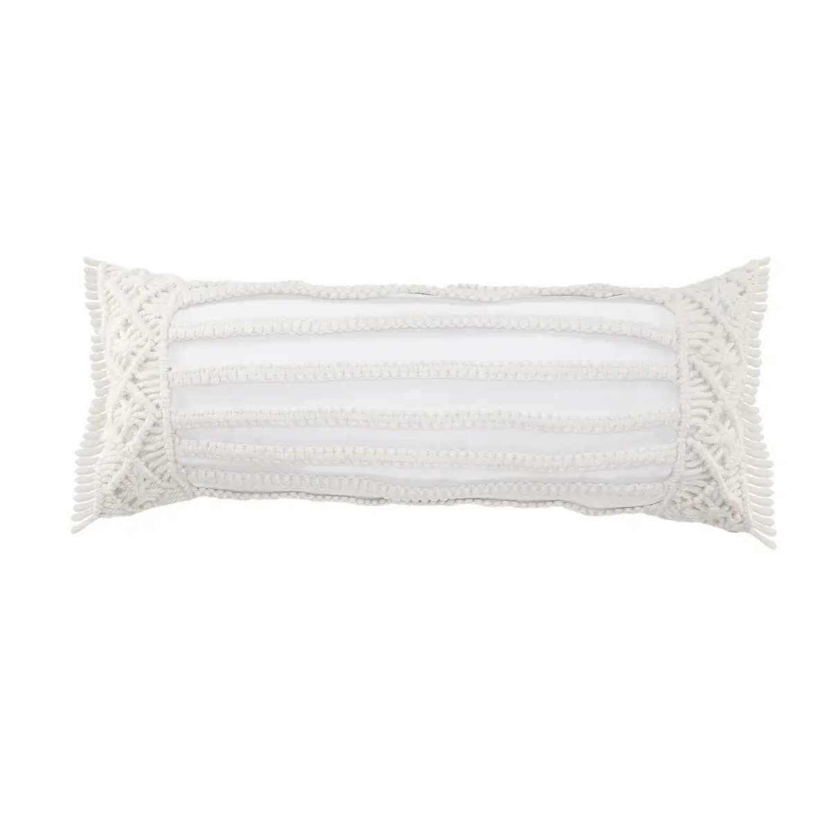 HomeRoots 517784 Back-Friendly Standard Pillow, 14 x 36 in. Zippered Tropical Indoor & Outdoor Throw Pillow, White, Back-Friendly Standard Pillows