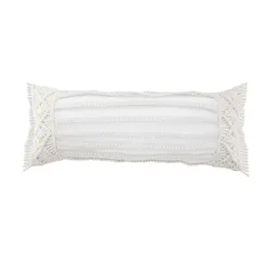 HomeRoots 517784 Back-Friendly Standard Pillow, 14 x 36 in. Zippered Tropical Indoor & Outdoor Throw Pillow, White, Back-Friendly Standard Pillows