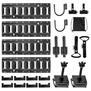 VEVOR E-Track Tie-Down Rail Kit, 4 Pack 1.3 ft E Track Rails, 2 U-Shaped Hooks, 2 Tool Holders, 2 Track Shelf Brackets, 2 Tire Holders, 2 Cable Storage Rings, 8 End Caps 1 Bag, Fit for Trailers