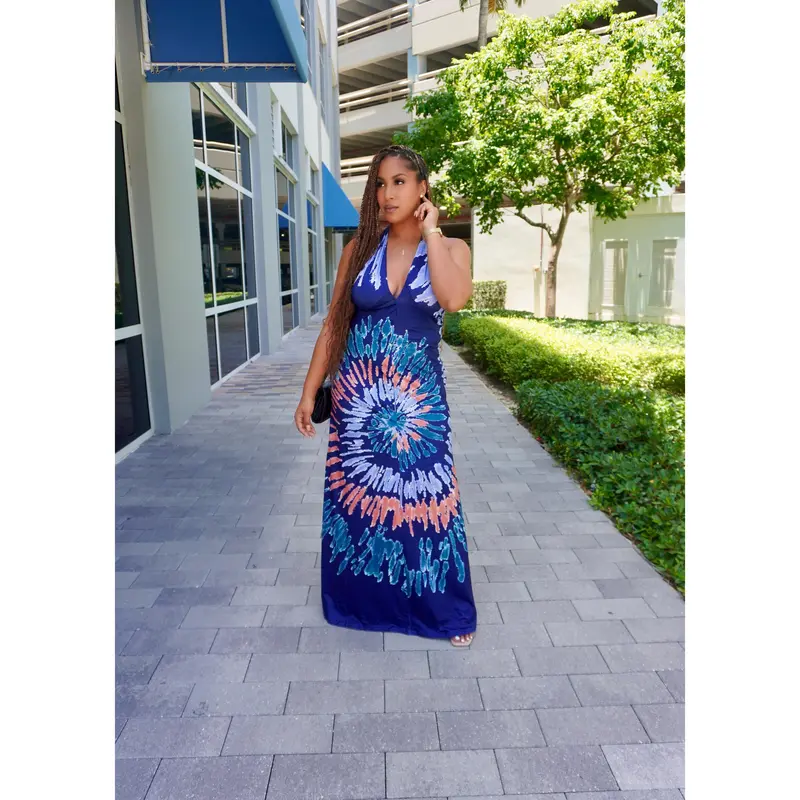 Lia Printed Halter Maxi Dress