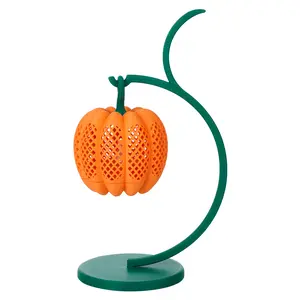 3D Printed Pumpkin Hanging Tea Light – Autumn Pumpkin Lantern with Circular Base, Fall Decor Night Light, Halloween Tabletop Cottagecore Accent