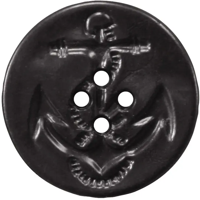 US Navy Style Anchor Plastic Pea Coat Replacement Buttons - 25 Count Pack, 1.25" x 1.25" Black Jacket Buttons
