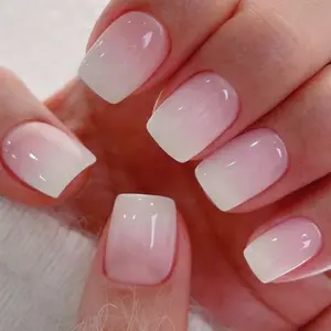 Clean Girl Semi Cured Gel Nail Strips 20+6 Individual Trial Strips | Soft French Ombre Pink | Includes 6 Extra Strips to Try | 5-Min UV Cure | OAUEE