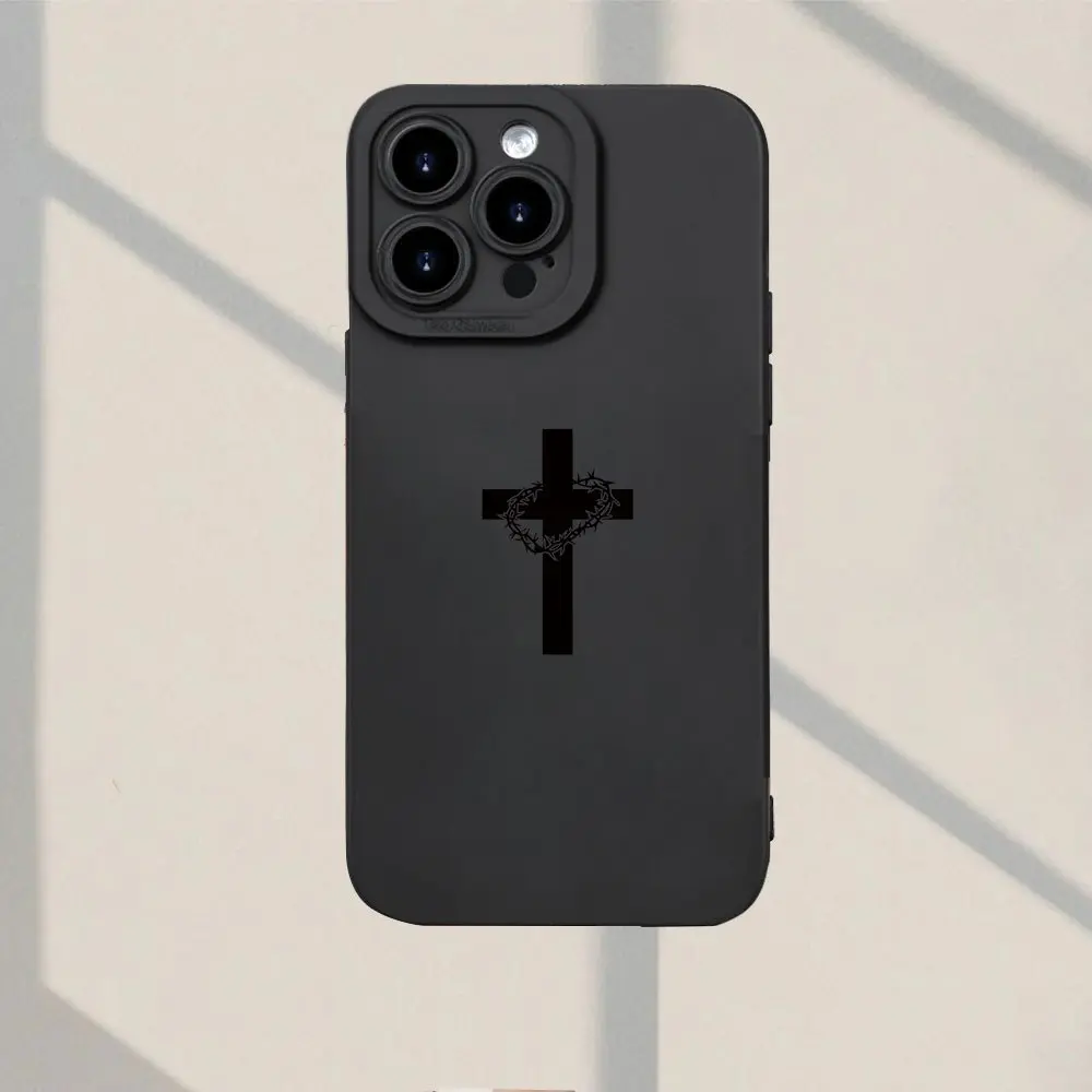 TPU Shockproof Cellphone Casing - Newly Designed Creative Cross Garlands Pattern, Multi-Model Compatible with iPhone 7-16, Pro, Plus, Mini, Large Window Shockproof Cover, Popular for Teens, Protective