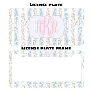 Coquette Floral Custom Monogram License Plate & Frame – Stylish Car Accessories Set for Hunters & Outdoor Lovers, Truck Car Tags, Gifts for Him, Tag for Car, Car Accessories