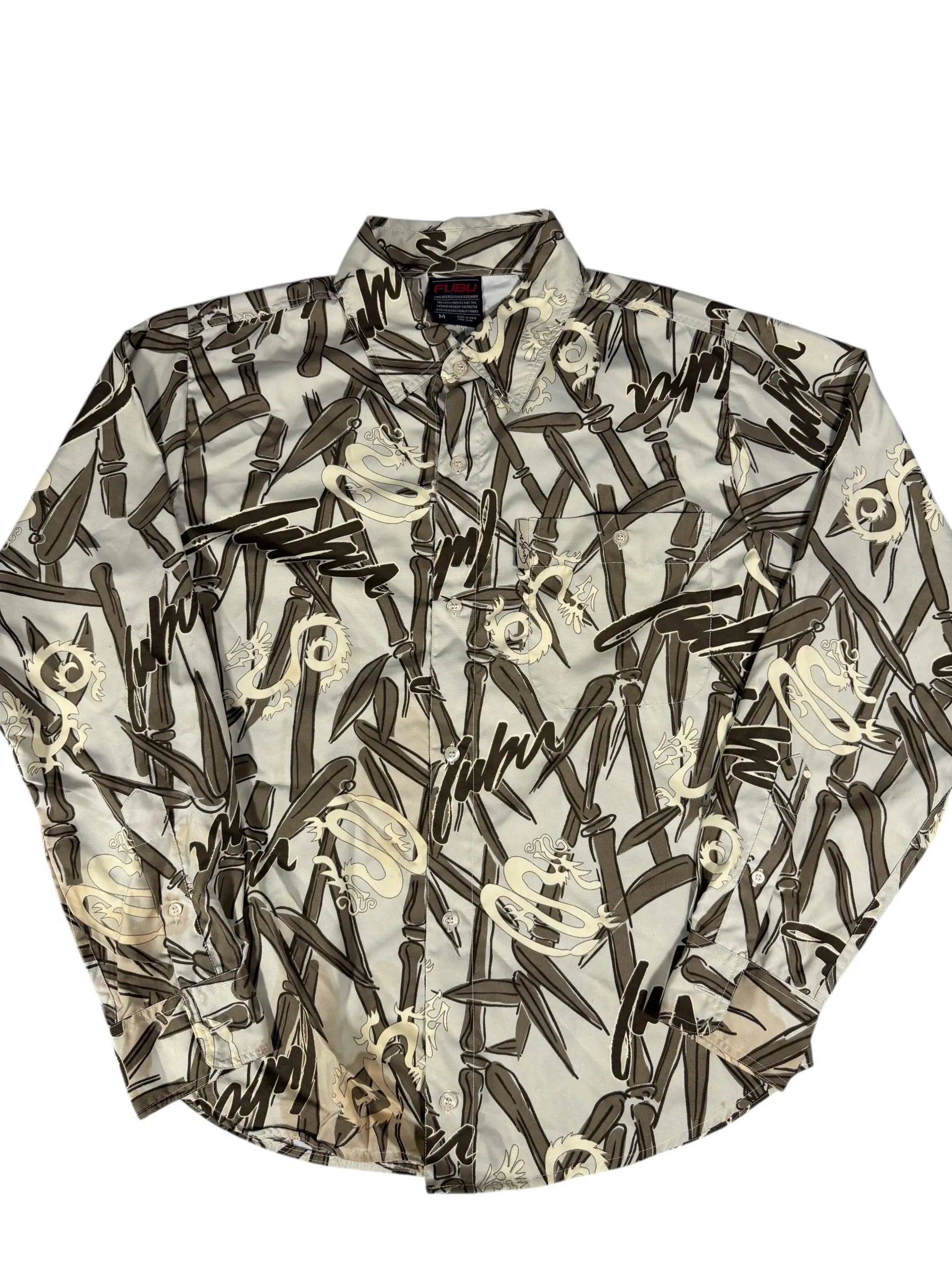 Fubu Dragons Long Sleeve Button Up Shirt
