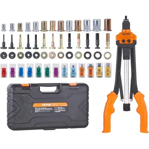 VEVOR Rivet Nut Tool, 16 inch Rivnut Tool Kit with 13PCS Metric and SAE Mandrels, 186PCS Rivet Nuts, Semi-auto Retraction, M3, M4, M5, M6, M8, M10, M12, 1/4-20, 5/16-18, 3/8-16, 1/2-13, 8-32, 10-24, Hand Tools, Hardware