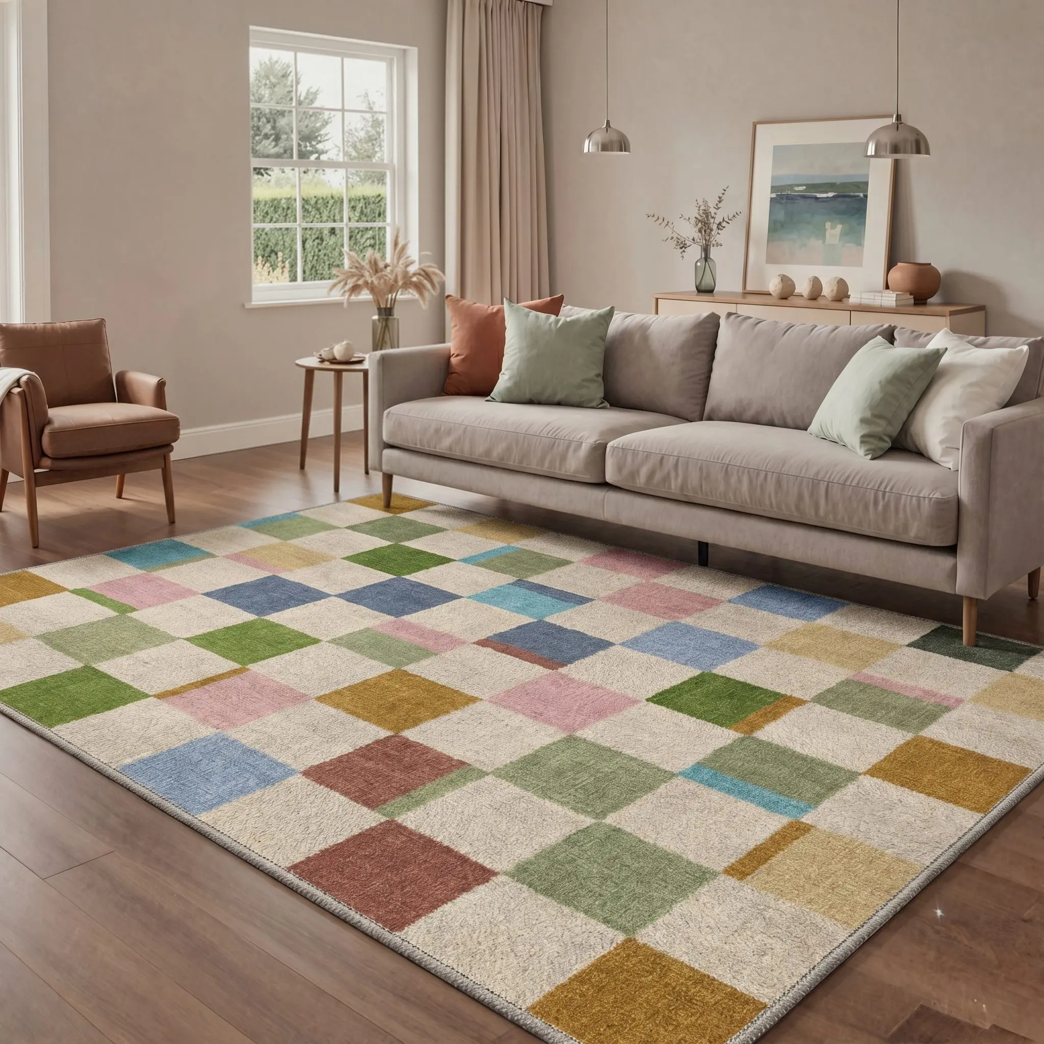 【Deals For You Days】GENIMO Floor Rug – Soft, Non-Slip, Pet Friendly, Machine Washable Home Carpet, Ideal Area Rug for Living Room, Bedroom, Kitchen ,ARC2678-LINEN