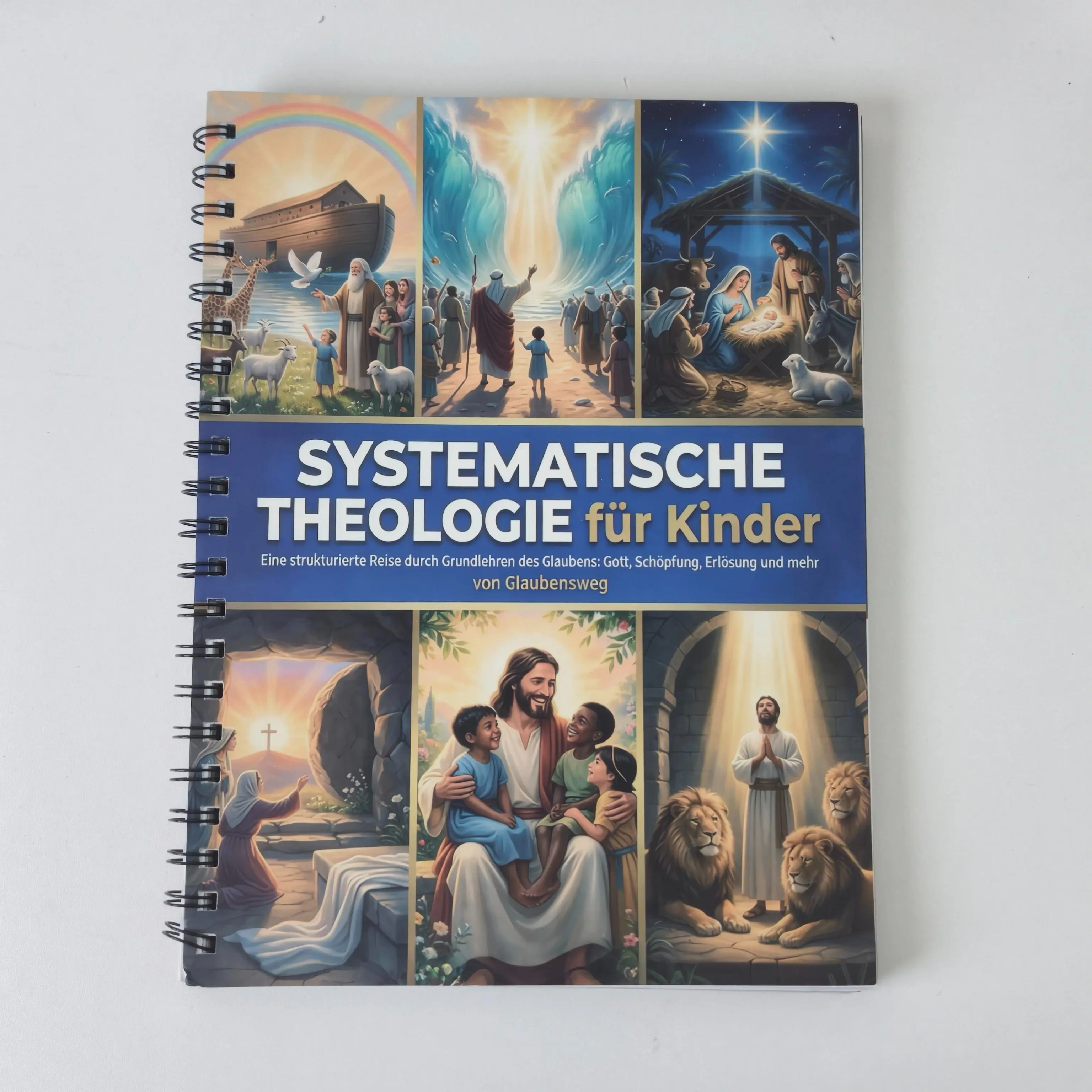German-A5 Vintage Spiral Bound Notebook - Kids’ Christian Systematic Theology Workbook, Bible Story Faith Guide for Family, Vertical Office Stationery Planner nurture intelligent child