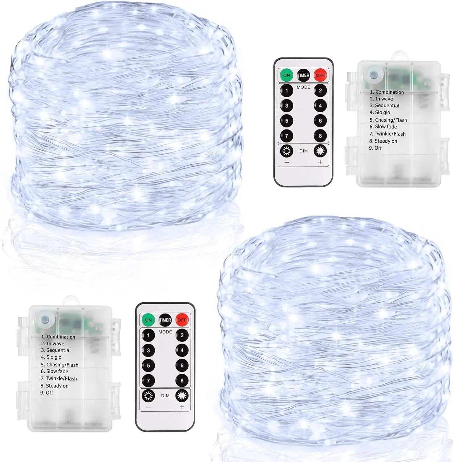 2 Pack 20FT 60 LED Fairy Lights  Operated, Twinkle Lights with Remote Timer,  Wire String Lights Mini Starry Lights for Bedroom Christmas Tree Party Wedding Indoor Outdoor(Cool White)