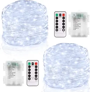 2 Pack 20FT 60 LED Fairy Lights  Operated, Twinkle Lights with Remote Timer,  Wire String Lights Mini Starry Lights for Bedroom Christmas Tree Party Wedding Indoor Outdoor(Cool White)