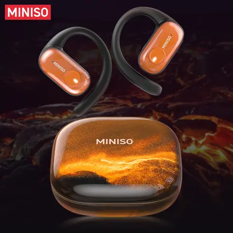 MINISO MS185 OWS Open Ear Bluetooth Headphones - Remote Control, Luminous Quicksand Hifi Sound, IPX5 Waterproof, Noise Cancellation, Sport-Ready Wireless Earbuds for Mobile Use