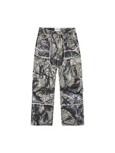 Camouflage Y2K Baggy Flare Cargo Jeans for Men