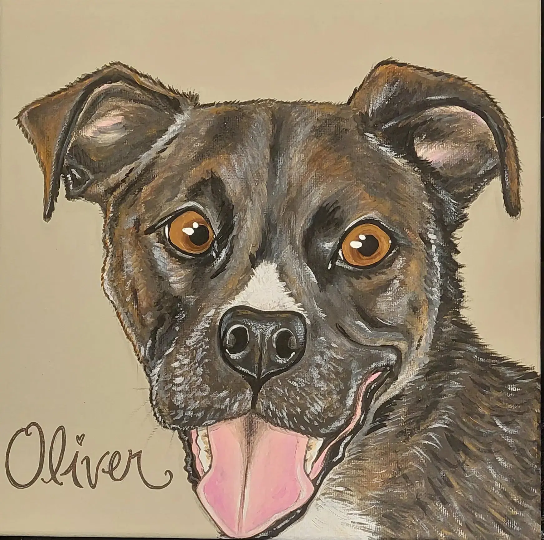 Michelle Gilsey Custom Pet Painting 12"x12" Acrylic on Canvas Personalized Gift for Dog Owners & Pet Lovers Vibrant Artwork
