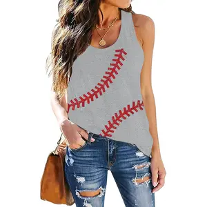 Baseball Tanks Top Women Love Baseball Graphic Shirts Baseball Sleeveless Tops Casual Workout Vest Shirt