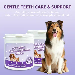 Pawyoo Pet Teeth Wipes Dental Cleaning Wet Wipes for Dogs & Cats No Brushing Needed Fresh Breath Prevent Tooth Decay Non-Irritating Material Whitens Gums Strengthen Teeth Pre-Moistened Daily Oral Care