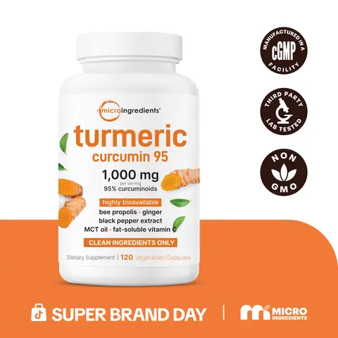 Micro Ingredients Turmeric Curcumin 1,000mg | 95% Curcuminoids with Black Pepper & MCT Oil for Ultimate Absorption, No Filler, No GMO - 120 Vegetarian Capsules