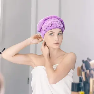 Butterfly Knot Coral Fleece Super Absorbent Quick-Dry Bath Cap, Soft and Durable Shower Hat for Women, Ideal for Daily Use