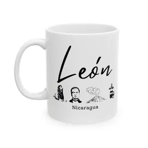 Leon Nicaragua Ceramic Mug, Nicaraguan Gift, Leon Trip Souvenir, Nica Tourist Present, Central America Coffee Mugs,