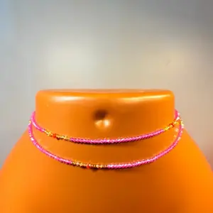 Auntie Ama's Luxury Pink Crystal Waist Beads with Gold Accents Elegant Fashion Accessory