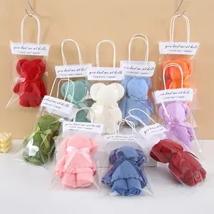 Cuddly Bear Towel Gift Set, 20pcs with Clear Bag, Decorative Towels, Perfect for Valentine's, Weddings, Birthdays, Mother's Day & More, Cute Festive Design