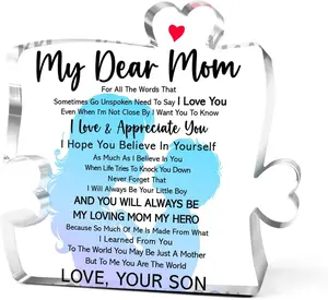 Mother Day Gifts From Son,Thank You Gifts for Moms Mother's Day Birthday, Unique Mother Gift Ideas, Dear Mom I Love and Appreciate You Acrylic Puzzle Plaque that Sometimes
