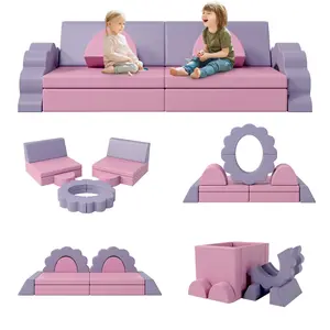 10PCS Couch for Playroom Baby Climbing and Crawl Foam Play Set Foam Climbing Blocks Convertible Sofa Play Couch Indoor Climbing Structure for Toddlers Infant Pre-school
