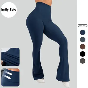 Imily Bela Women's High Waist Flare Athletic Yoga Pants with Pockets Butt Lifting Running Workout Bootcut Leggings for women