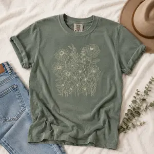 Comfort Colors Vintage Pressed Flowers Shirt, Boho Cottagecore Shirt, Botanical Floral Tee Wildflowers Shirt Gift for Gardener Floral Shirt - TrendWear USA