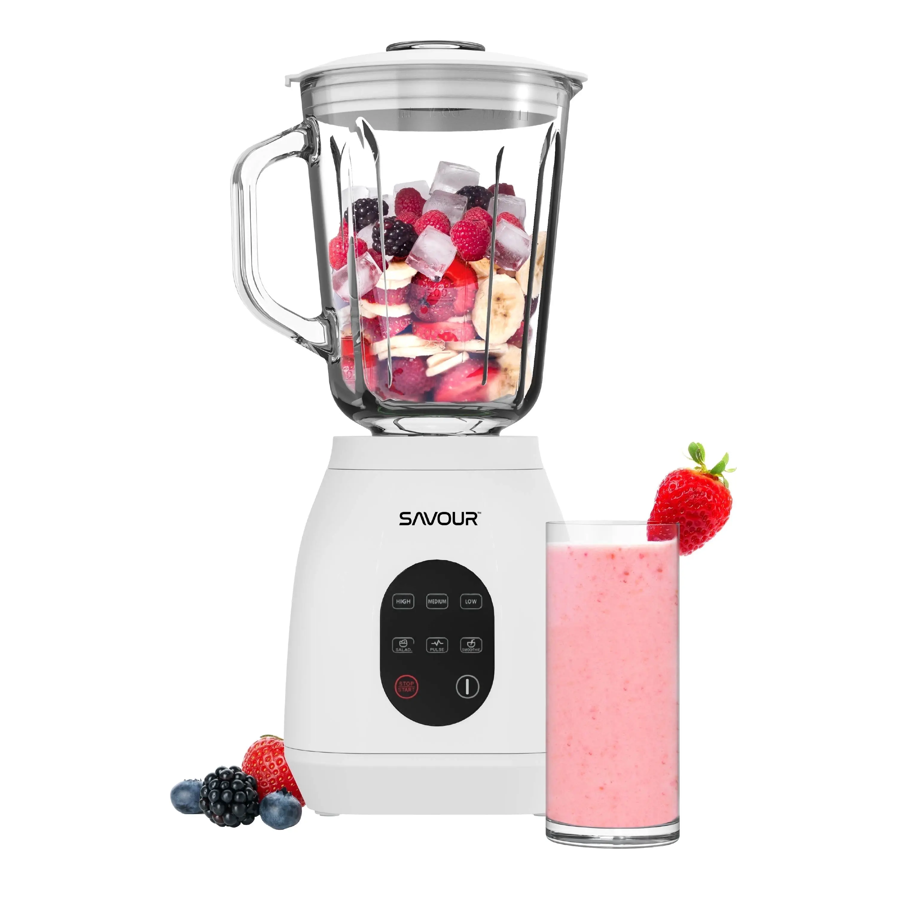 Savour by Tzumi 500W Touchscreen Smoothie Blender – 50oz Ice Crushing Countertop Blender for Smoothies, Sauces, Cocktails and More