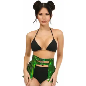 Green Holo Fringe Skirt