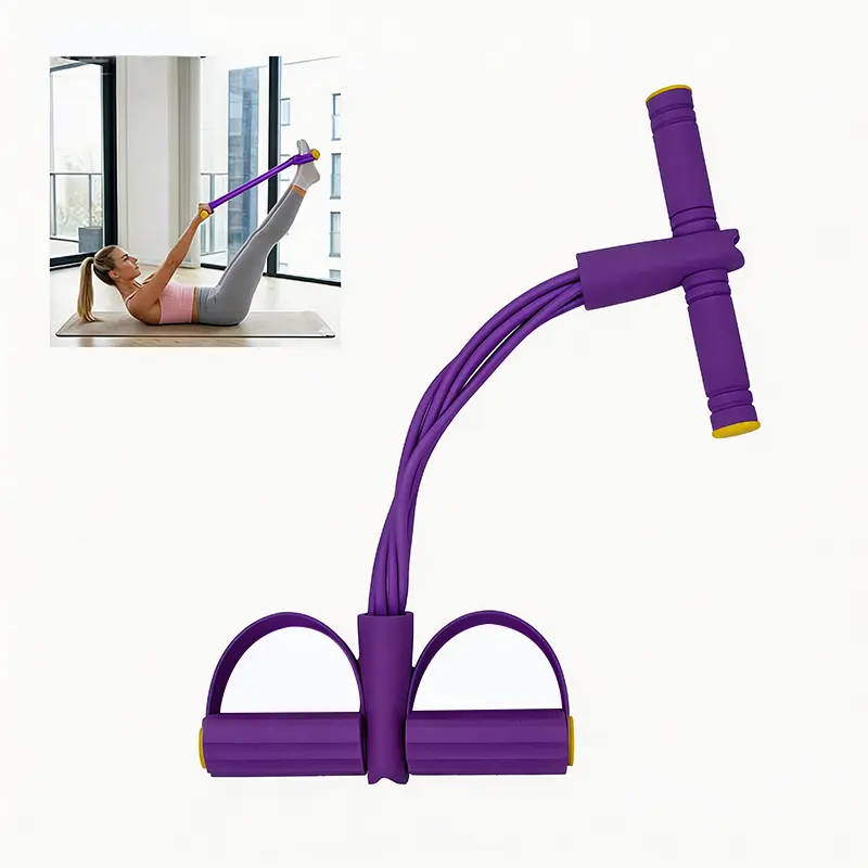 Pedal Strap for Arm and Waist Training in Home Gym--Eco-Friendly Natural Latex Yoga Stretch Strap with Adjustable Resistance summerwins