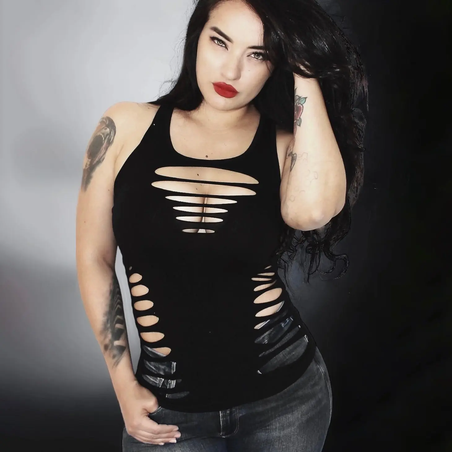 Hourglass Illusion Slashed Tank Top