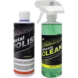 , Blue  Metal Polish -  for  Wheels,  Plate, Stainless Steel, Copper, Brass, & Nickel - 16oz Polish + 16oz Wheely Clean (Wheel and Tire Cleaner)