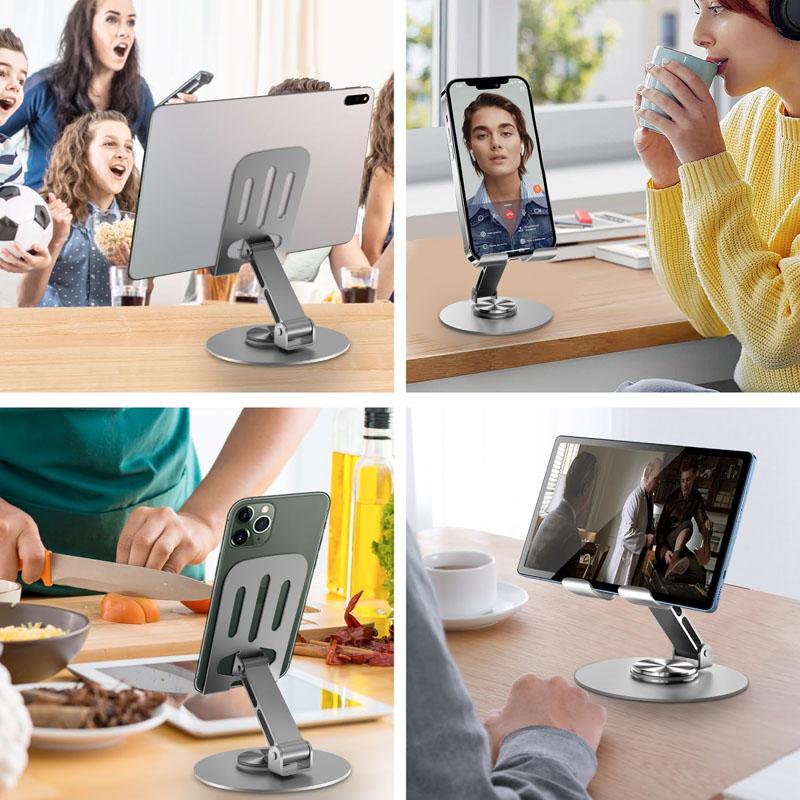 Universal Metal Cell Phone Stand, Multi-Angel Adjustable 360° Rotation Non-Slip Metal Phone Stand Compatible with iPhone 17 16 Pro Max and All Smartphones Waterproof Holder Shower mount