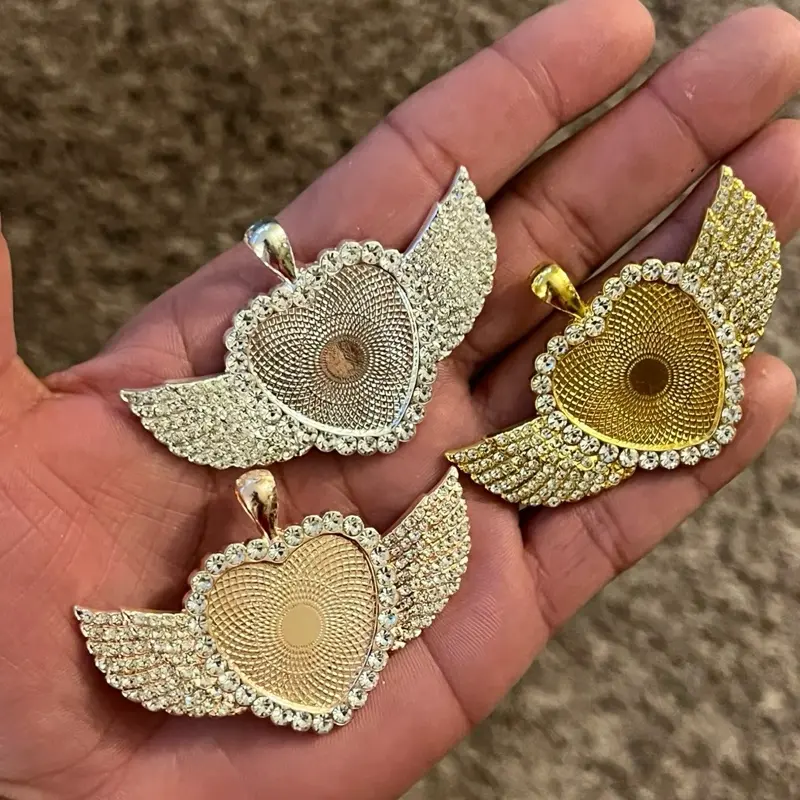 Custom Heart Angel Wings Photo Necklace - Shipping With Tracking Available