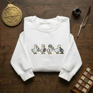 [MADE IN US] Embroidered Science Goose Sweatshirt, Lab Duck Chemistry Hoodie, Funny Scientist Crewneck, STEM Gift for Her, Biology Research Apparel