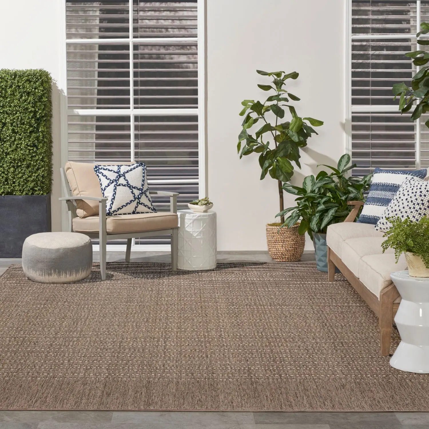 Nourison Tulum Striped Flatweave Area Rug - Indoor/Outdoor Decorative Modern Home Decor Floor Rug for Living Room, Decorative Rug, Modern Floor Rug