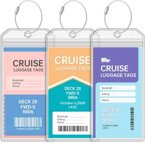 [New Deal] Luggage Tags for Cruise Ships, Carnival Cruise Luggage Tag Holder, Cruise Ship Essentials, Clear Luggage Tags for All Cruise Lines, 3 Pack
