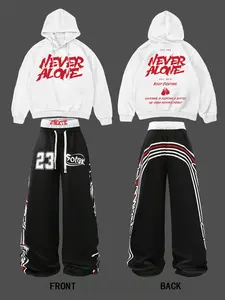 Men's Graphic Sweatshirt & Drawstring Pants Set, Casual Fitted Streetwear, Comfortable Fall Winter, Daily Fashion Clothing