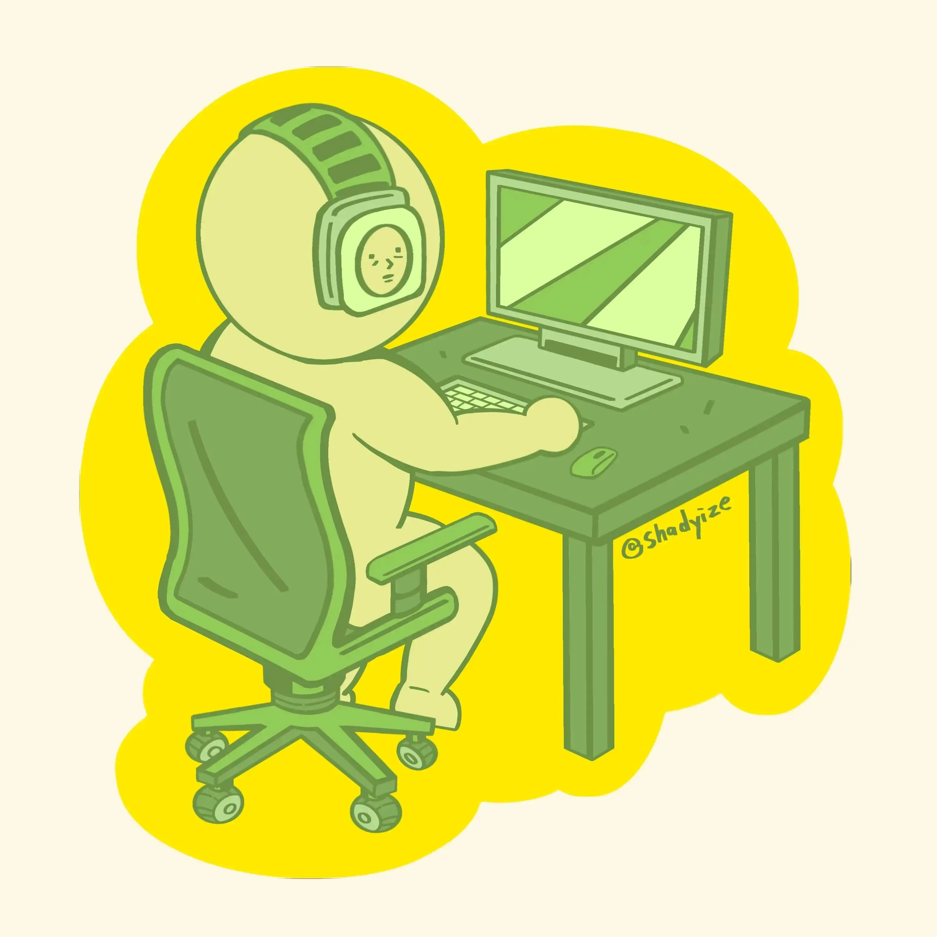 Funny Smiski Stickers On the Grind, Mental Health Care Collection, Waterproof Vinyl, 3x3 inches
