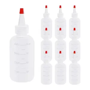 10 pieces of 4-ounce transparent plastic seasoning bottle with scale and lid, multi-purpose squeeze bottle, reusable, suitable for seasoning, syrup, salad dressing, arts and crafts painting glue, adhesive, pigment, and glitter