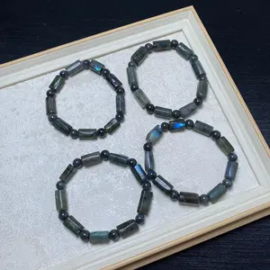 1 count barrel freeform black labradorite crystal bracelet