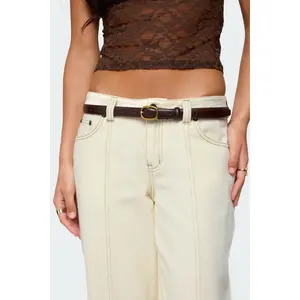 Oval Buckle Faux Leather Belt