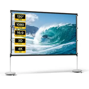 Projector Screen with Stand, BladeCine Outdoor Projector Screen Portable Indoor Projection Screen 16:9 4K Rear Front Movie Screen with Carry Bag for Home Backyard Theater