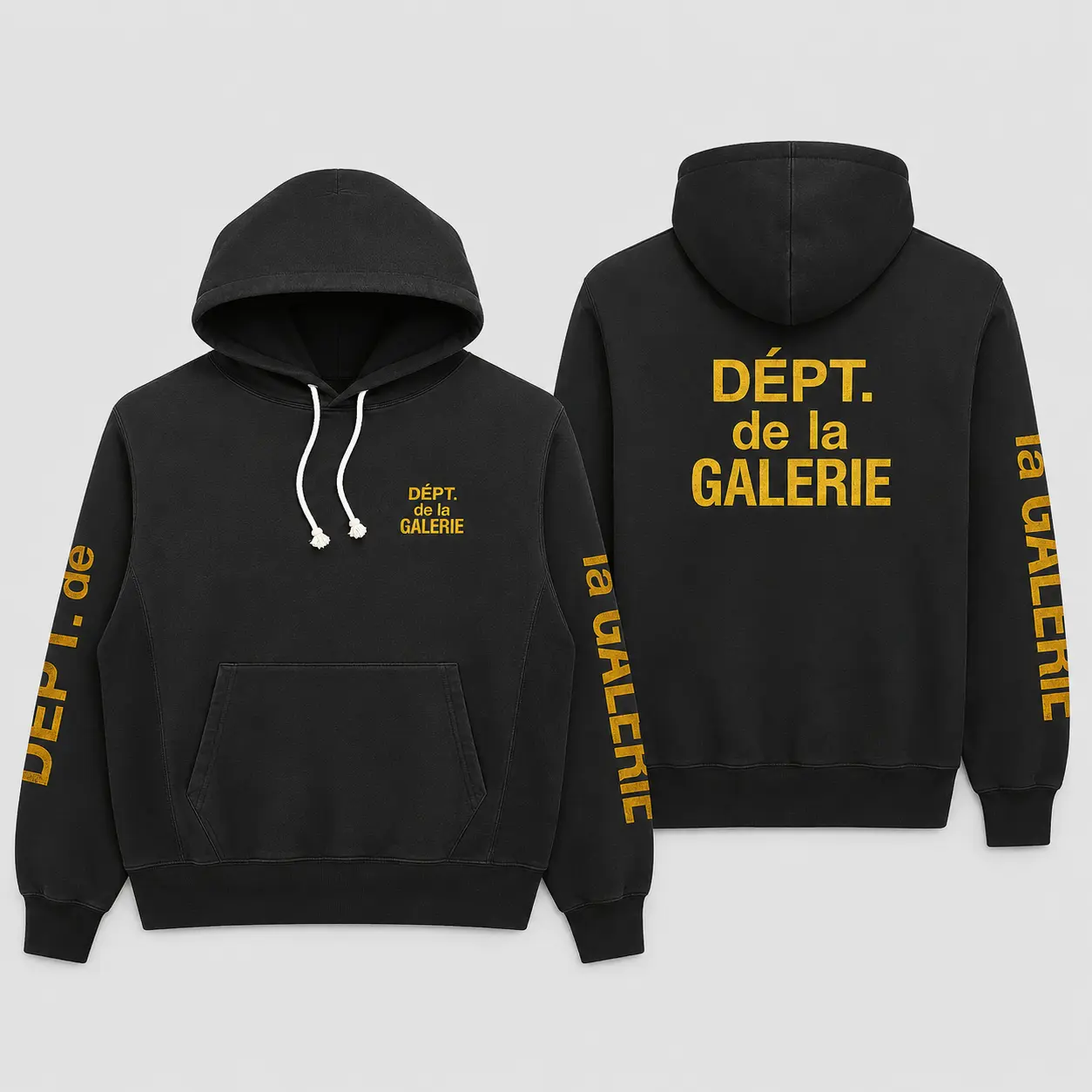 Gallery Dept. Dépt. de la Galerie Hoodie, Men's Logo Graphic Pullover Streetwear Sweatshirt with Sleeve Print