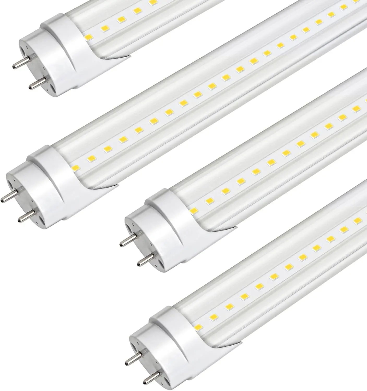 T8 LED Bulbs 4 Foot 24W Equivalent 65W, 3200LM 5000K Daylight White, G13 Base Clear Lens, Type A+B Plug & Play or Ballast Bypass, LED Replacement Fluorescent Light Bulbs, Non-Dimmable, 4 Pack