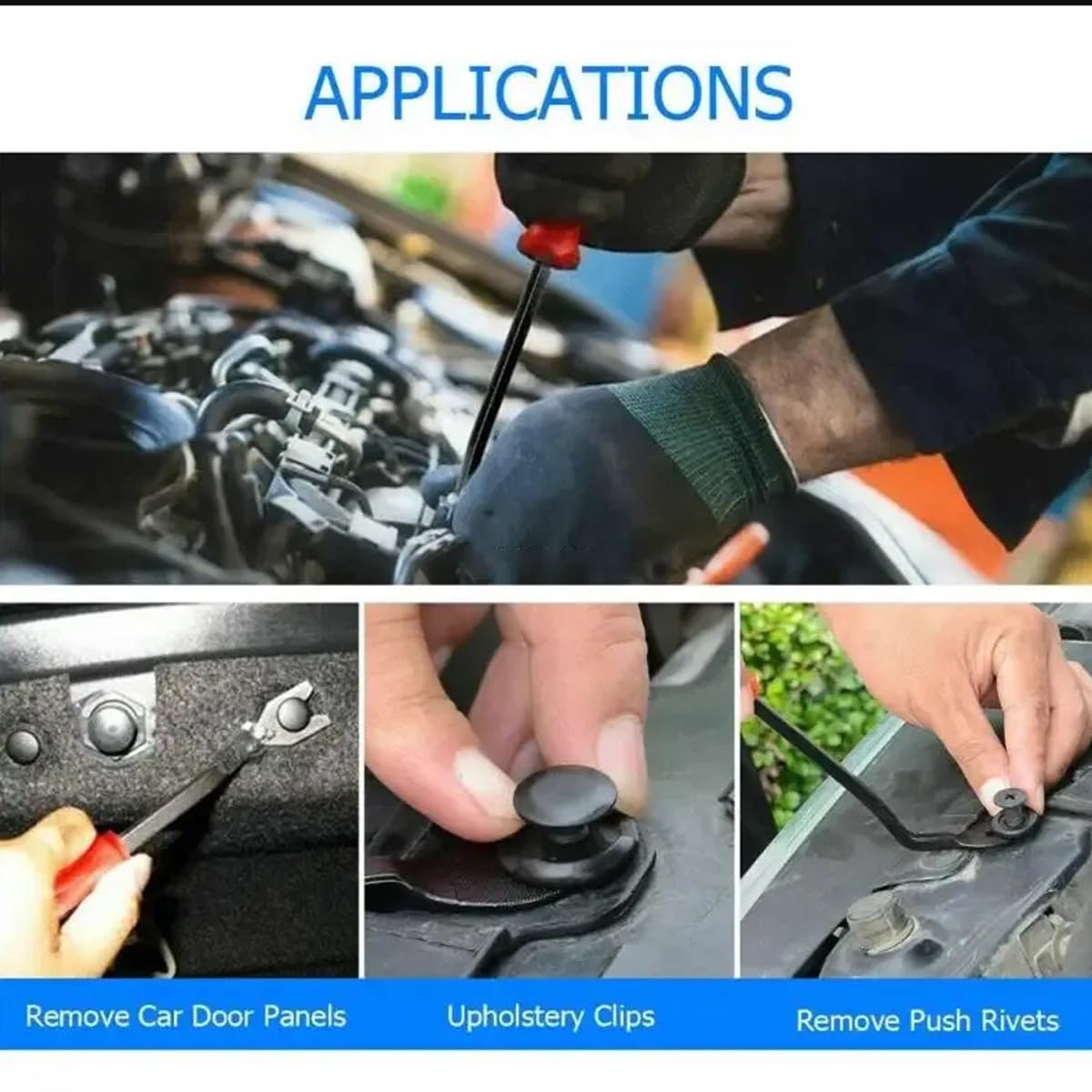 100Pcs Automotive Push Pins Clips Set Heavy-Duty Nylon Bumper Fasteners for Car Body Trim Door Panels Shields Replacement Kit for Vehicles