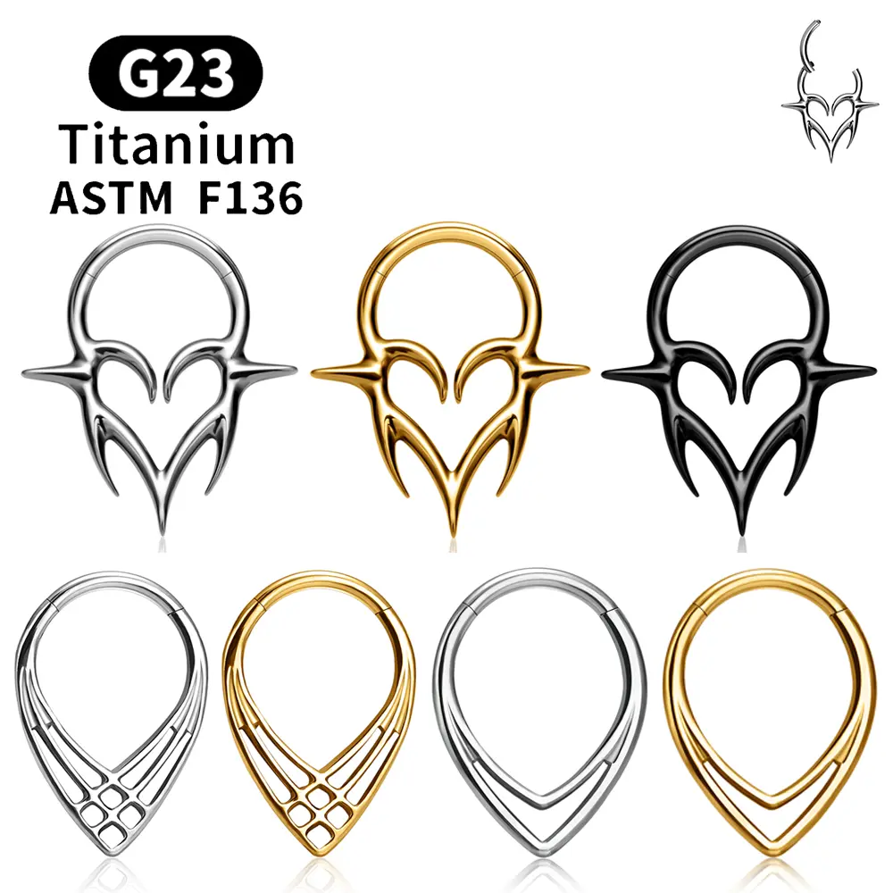 Piercing Septum Heart Nose Rings 16G Hinged Clicker Cartilage Helix Earrings Punk Body Jewelry